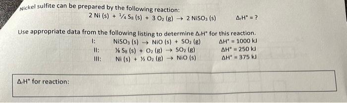 Solved Nickel sulfite can be prepared by the following | Chegg.com