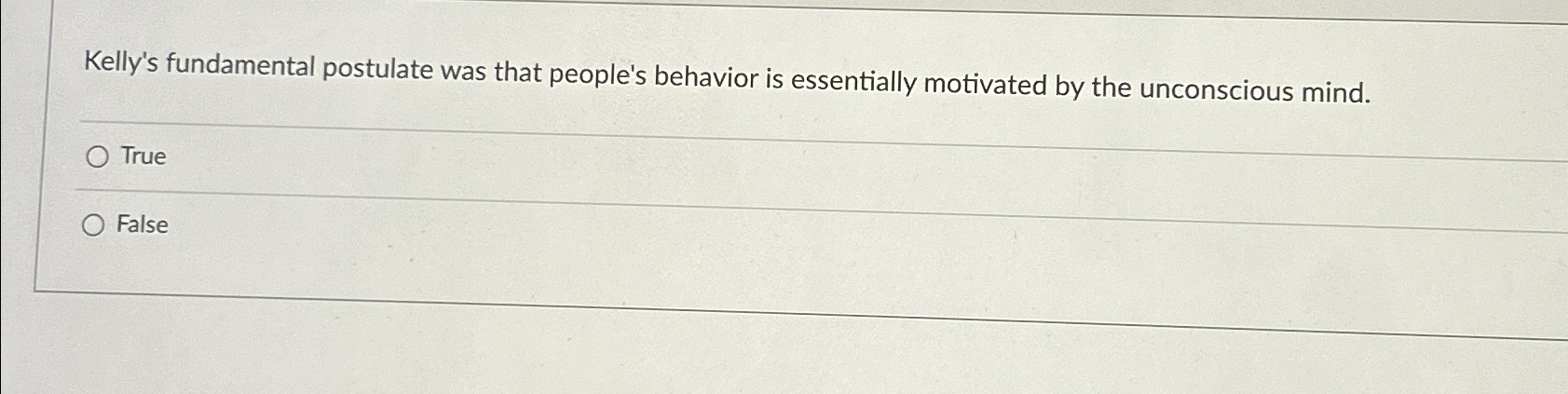 Solved Kelly's fundamental postulate was that people's | Chegg.com