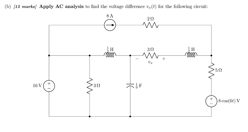 Solved (b) [15 ﻿marks] ﻿Apply AC analysis to find the | Chegg.com