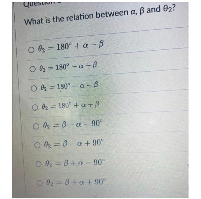 What is the relation between α,β and θ2 ? | Chegg.com