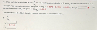 Solved The r ﻿test statistic is calculated as t=bjsbj ﻿where | Chegg.com