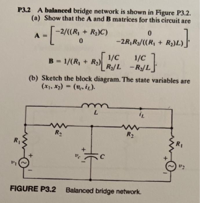 Solved P3.2 A balanced bridge network is shown in Figure | Chegg.com