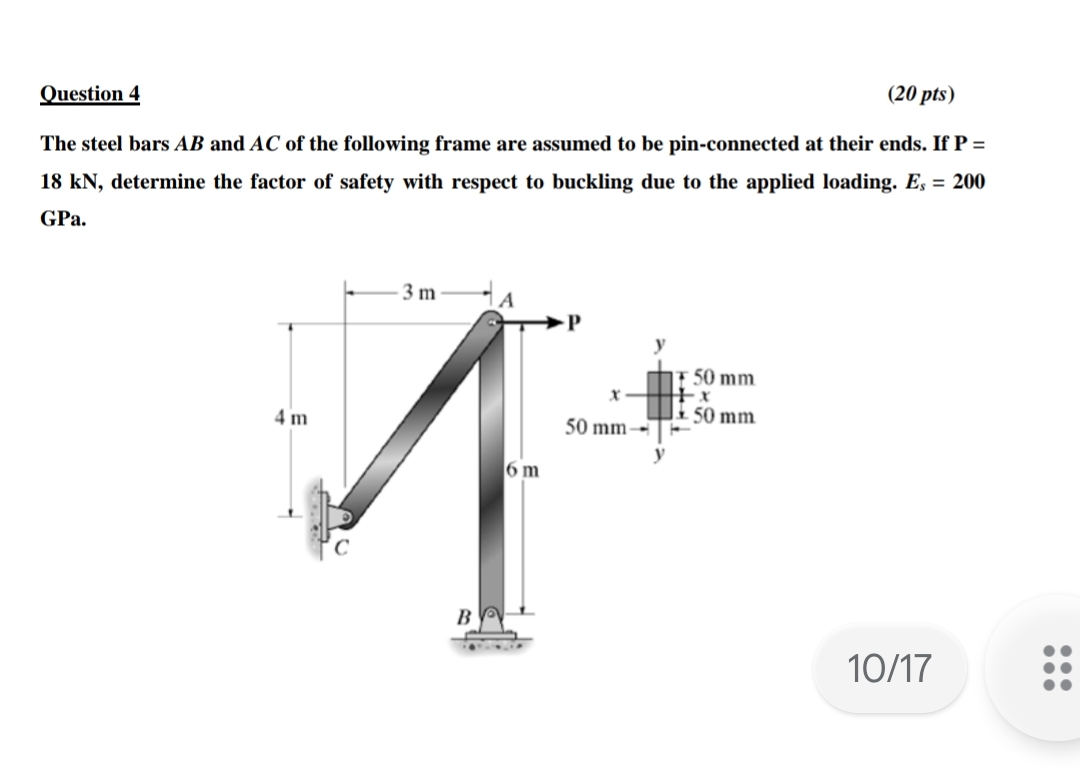 Solved Question 4(20 ﻿pts)The steel bars AB ﻿and AC ﻿of the | Chegg.com