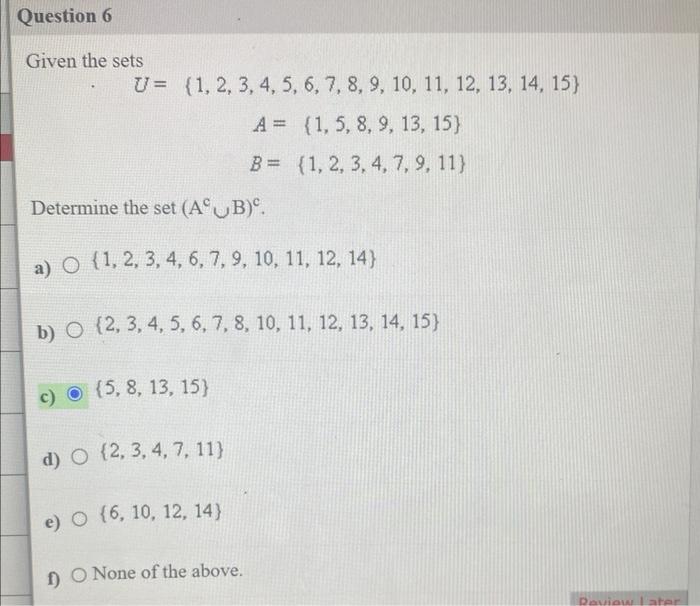 Solved Given The Sets | Chegg.com