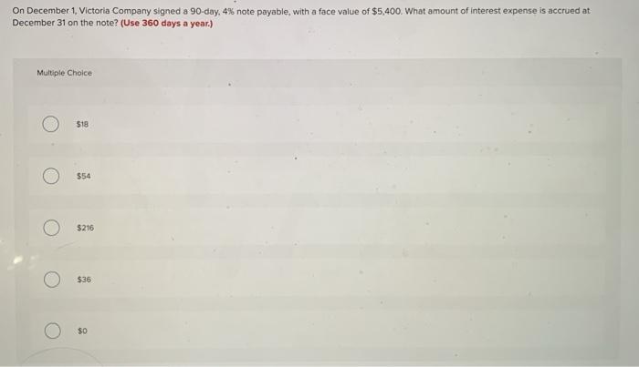 Solved On December 1 Victoria Company Signed A 90 day 4 Chegg