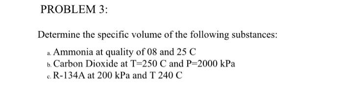 Solved Determine the specific volume of the following | Chegg.com