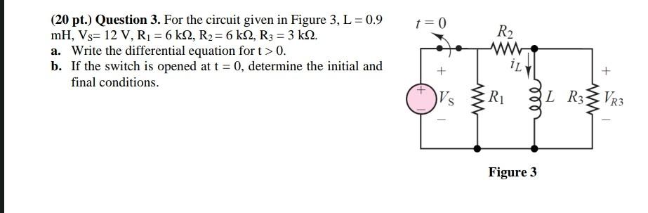 (20 pt.) Question 3. For the circuit given in Figure | Chegg.com
