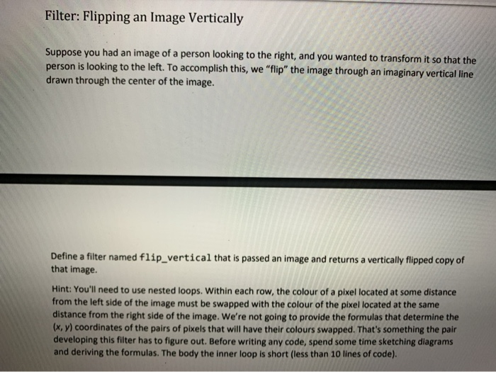 Solved Filter: Flipping an Image Vertically Suppose you had | Chegg.com