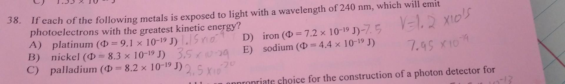 Solved 38. If Each Of The Following Metals Is Exposed To | Chegg.com