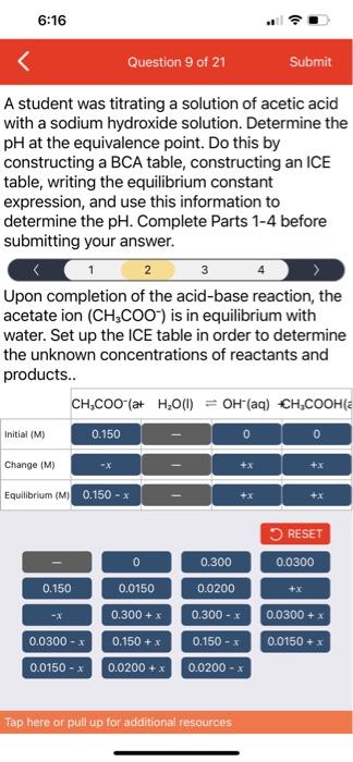 Solved A Student Was Titrating A Solution Of Acetic Acid | Chegg.com