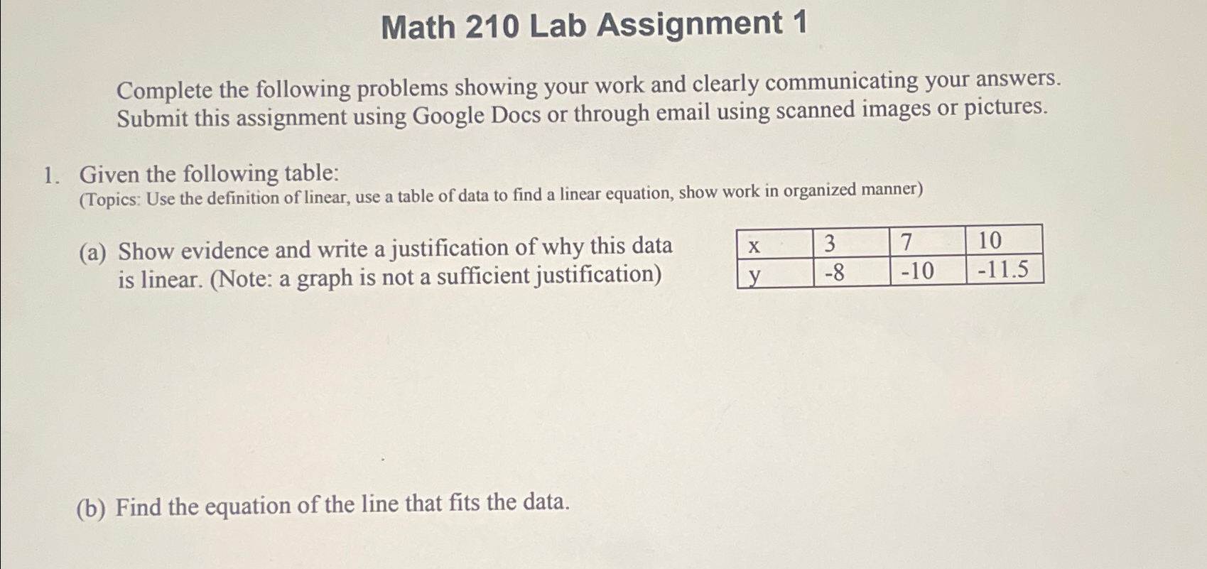 Solved Math 210 ﻿Lab Assignment 1Complete the following | Chegg.com