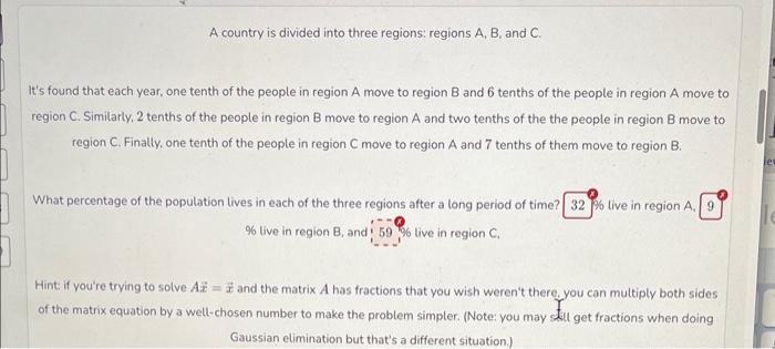Solved A country is divided into three regions: regions A,B, | Chegg.com