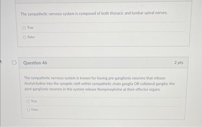 Solved The sympathetic nervous system is composed of both | Chegg.com