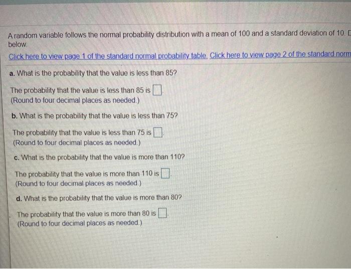 Solved A random variable follows the normal probability | Chegg.com
