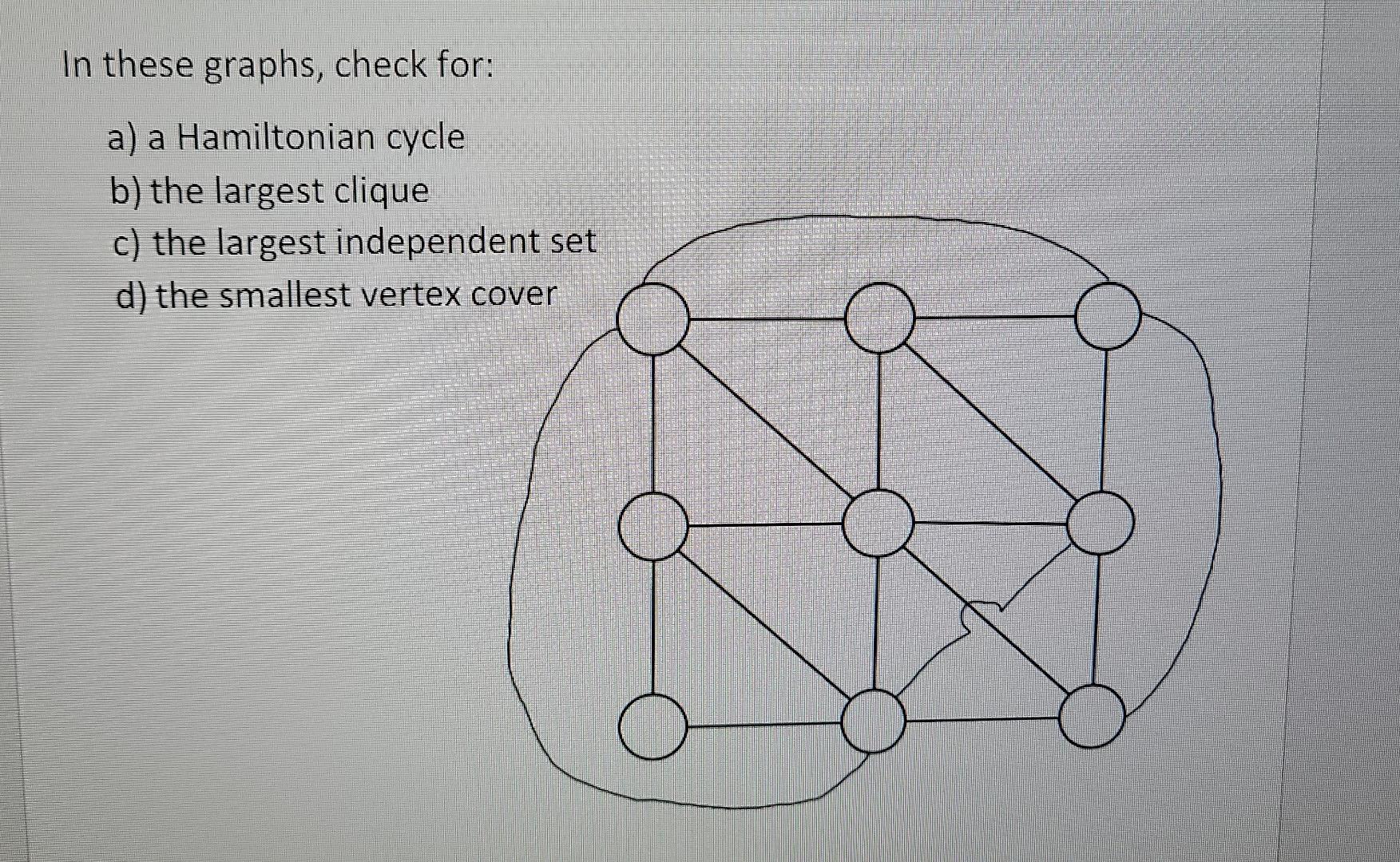 Solved In these graphs, check for: a) a Hamiltonian cycle b) | Chegg.com