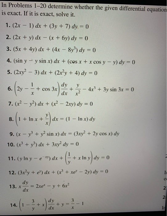 Solved In Problems 1-20 determine whether the given | Chegg.com