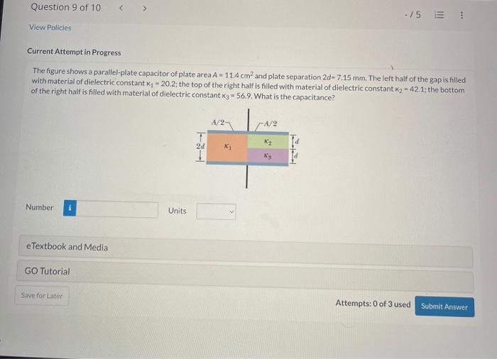 Solved The Figure Shows A Parallel-plate Capacitor Of Plate | Chegg.com