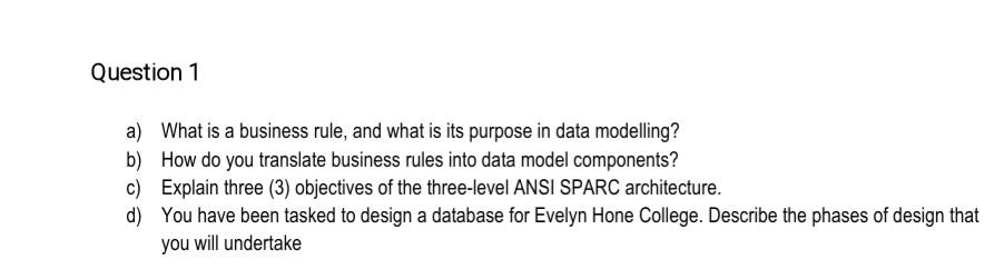 Solved Question 1 a) What is a business rule, and what is | Chegg.com