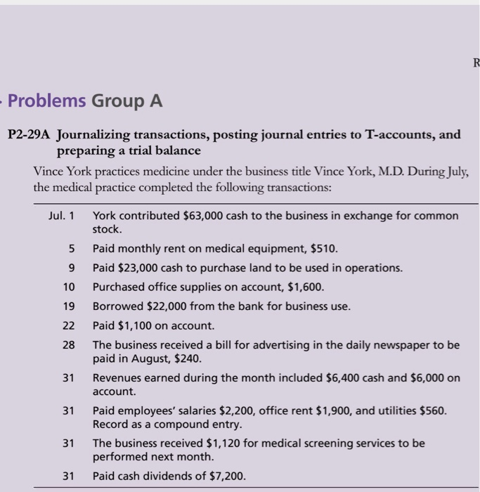 Solved - Problems Group A P2-29A Journalizing transactions 