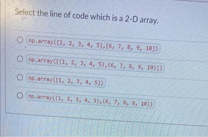 Solved Which numpy function creates the sequence | Chegg.com