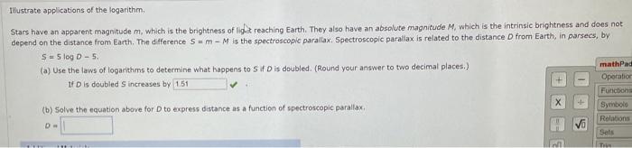 Solved Illustrate applications of the logarithm, Stars have | Chegg.com