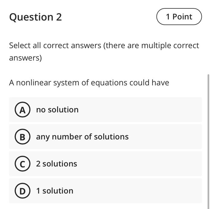 Solved Question 1 1 Point Select all correct answers (there | Chegg.com