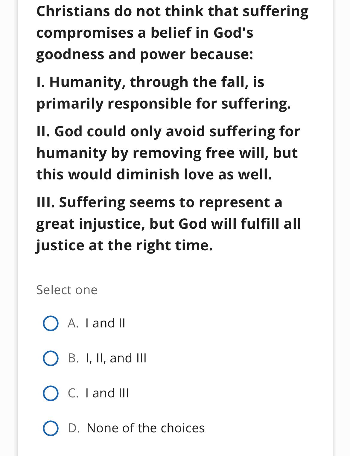 Solved Christians do not think that suffering compromises a | Chegg.com