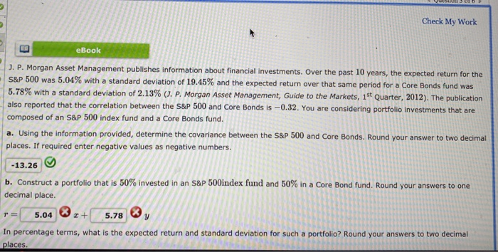 Solved Check My Work EBook J. P. Morgan Asset Management | Chegg.com