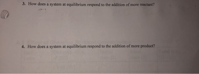 Solved 3 How Does A System At Equilibrium Respond To The Chegg Com Solved 3 How Does A System At Equilibrium Respond To The Chegg Com