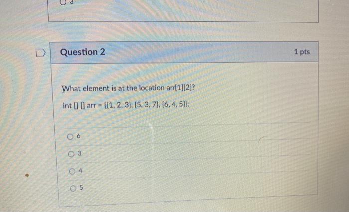 Solved D Question 2 1 pts What element is at the location | Chegg.com