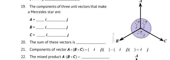 Solved 19. The components of three unit vectors that make a | Chegg.com