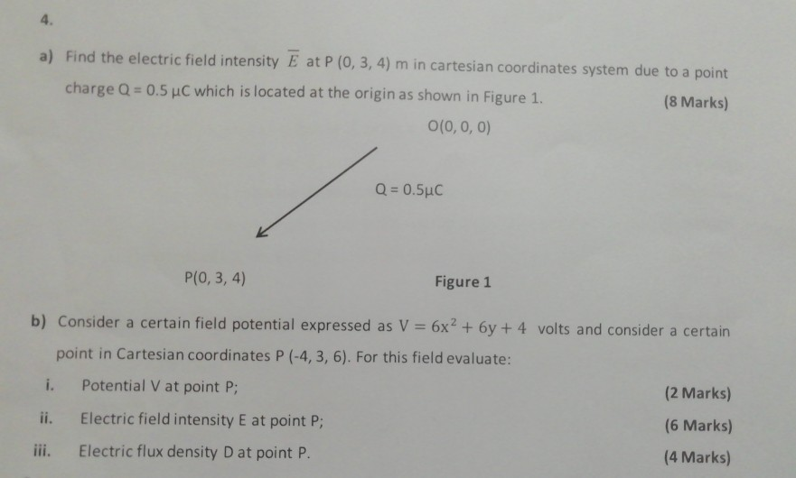 Solved 4. a) Find the electric field intensity E at P | Chegg.com