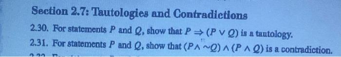 Solved Section 2.7: Tautologies And Contradictions 2.30. For | Chegg.com