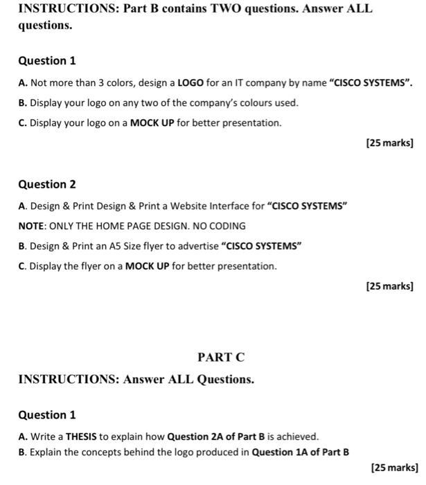 Solved INSTRUCTIONS: Part B Contains TWO Questions. Answer | Chegg.com