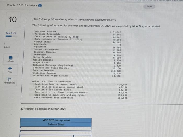 Solved Chapter 1 & 2 Homework Saved 10 Part 3 of 1 points | Chegg.com