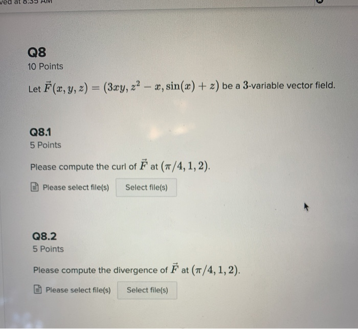 Solved Q8 10 Points Let F X Y Z 3xy 22 Ae Sin X Chegg Com