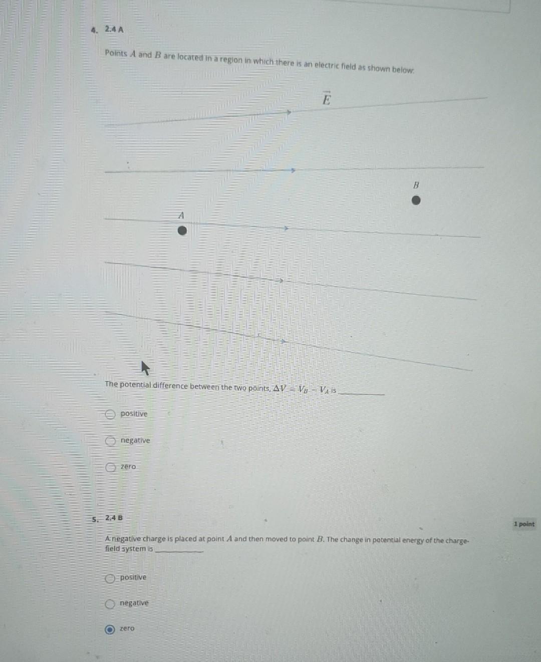 Solved 4. 2.4 A Points A and B are located in a region in | Chegg.com