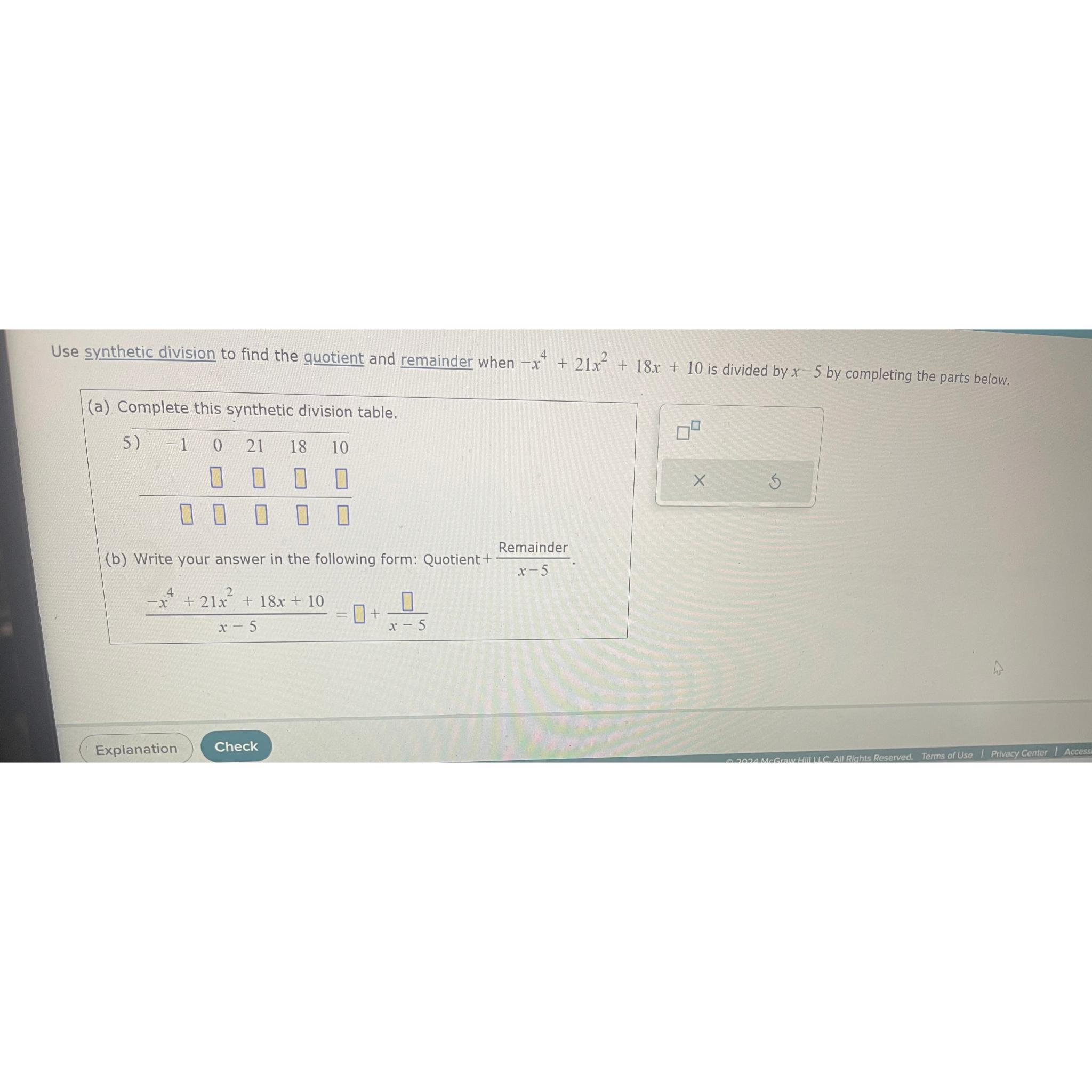 Solved Use synthetic division to find yhr quotent and | Chegg.com