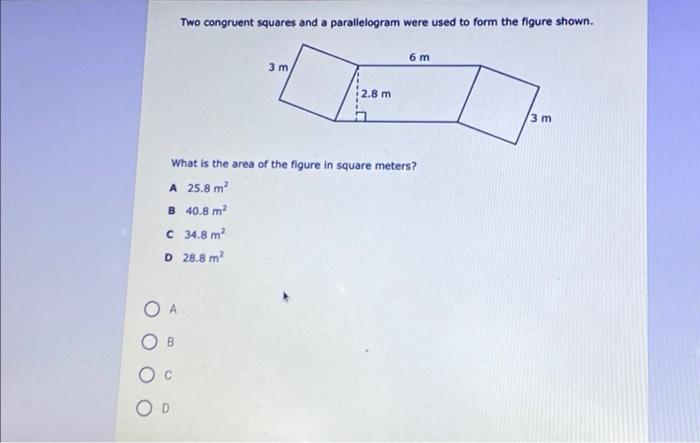 Solved Two congruent squares and a parallelogram were used | Chegg.com