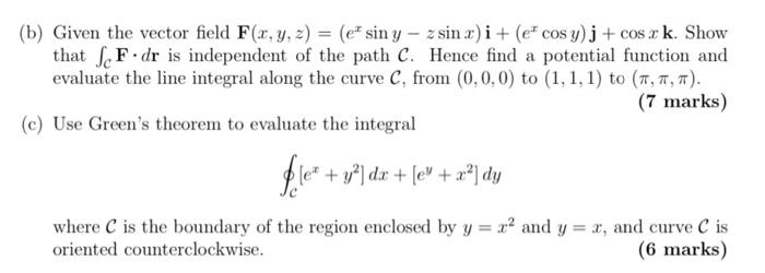 Solved (b) Given The Vector Field | Chegg.com