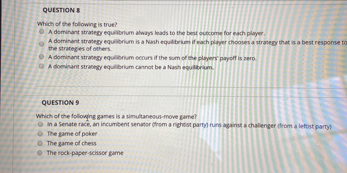 Solved QUESTION 8 Which of the following is true? A dominant | Chegg.com