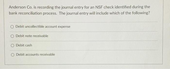 Solved Anderson Co. is recording the journal entry for an | Chegg.com