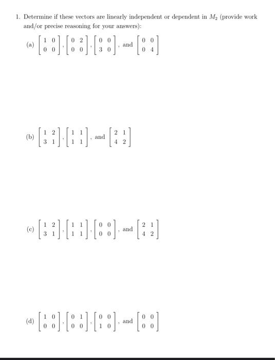 Solved please write out and explain part c and d for #1 | Chegg.com