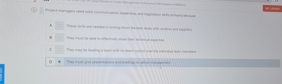 Solved [Based on Project Management Professional (PMP) | Chegg.com