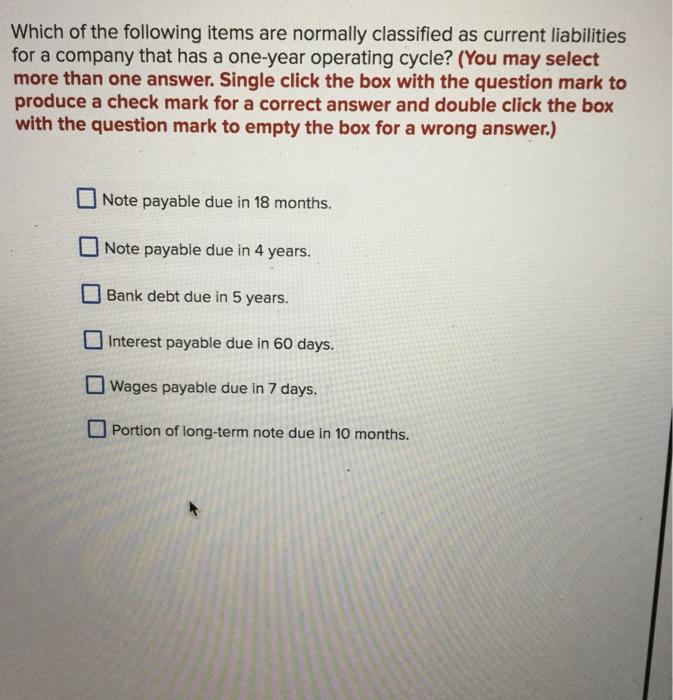 Solved Which of the following items are normally classified