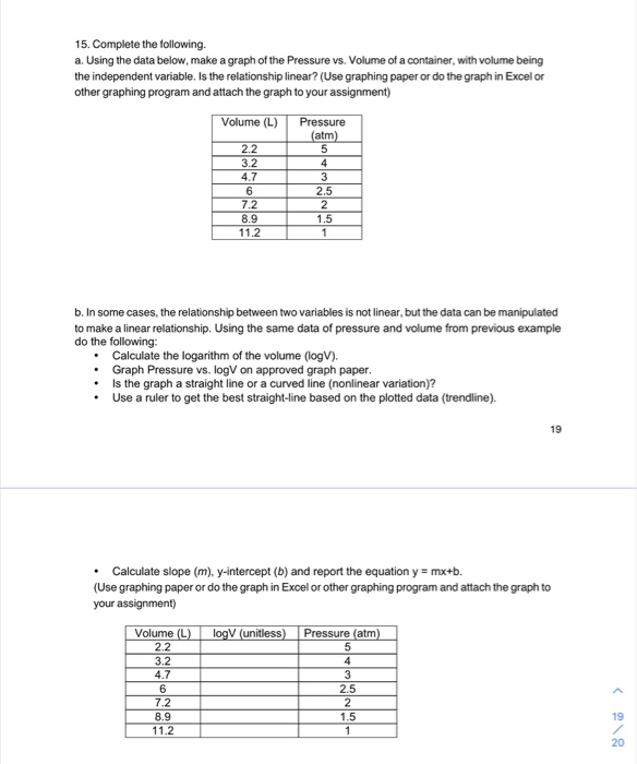 Solved 15. Complete the following a. Using the data below, | Chegg.com