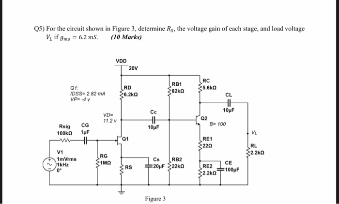 Solved (5) For the circuit shown in Figure 3, determine Rs, | Chegg.com