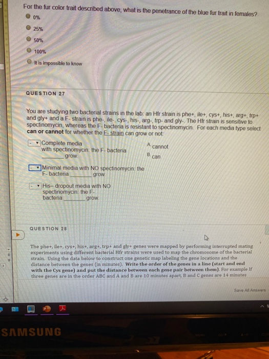 Solved For the fur color trait described above, what is the