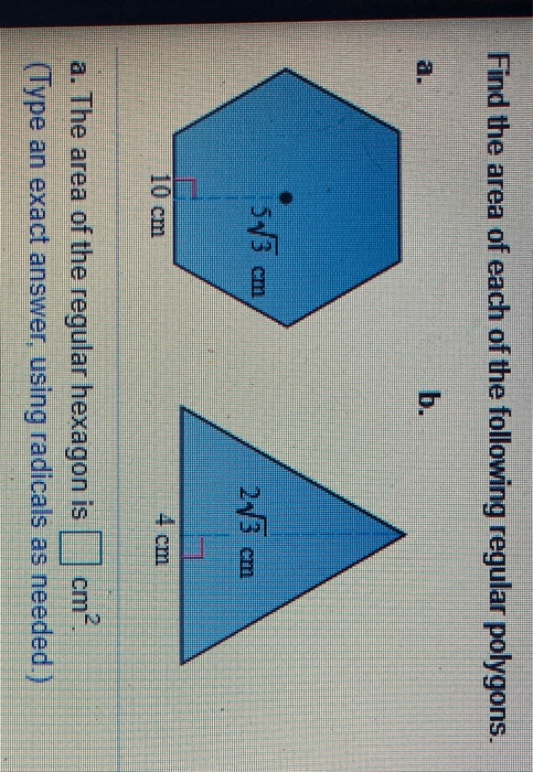 Solved Find The Area Of Each Of The Following Regular | Chegg.com