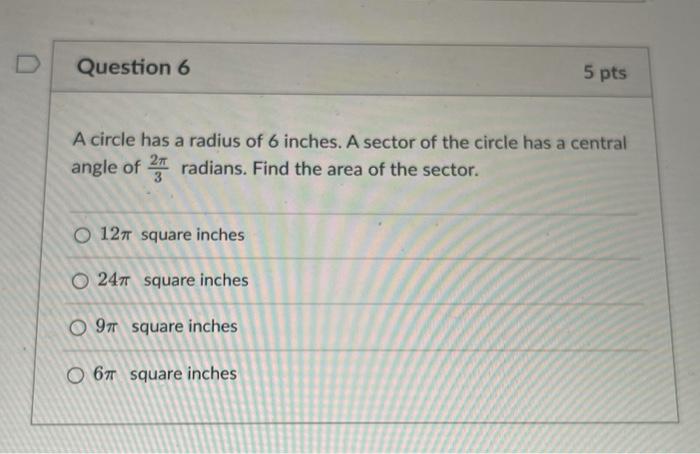 find the area of a circle with a radius of 6 inches